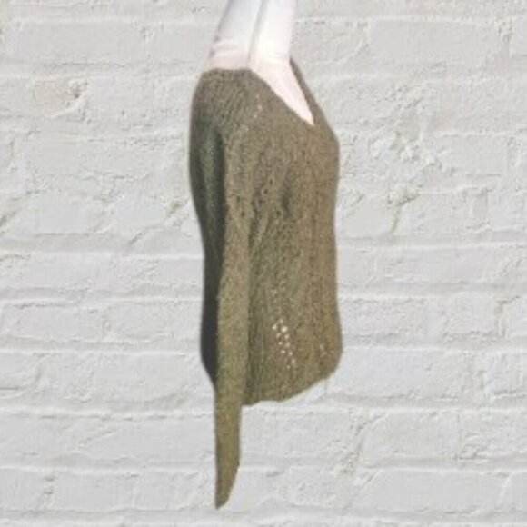 Banana Republic Olive Green Embroidered V-Neckline Pullover Long Sleeve - Picture 4 of 5